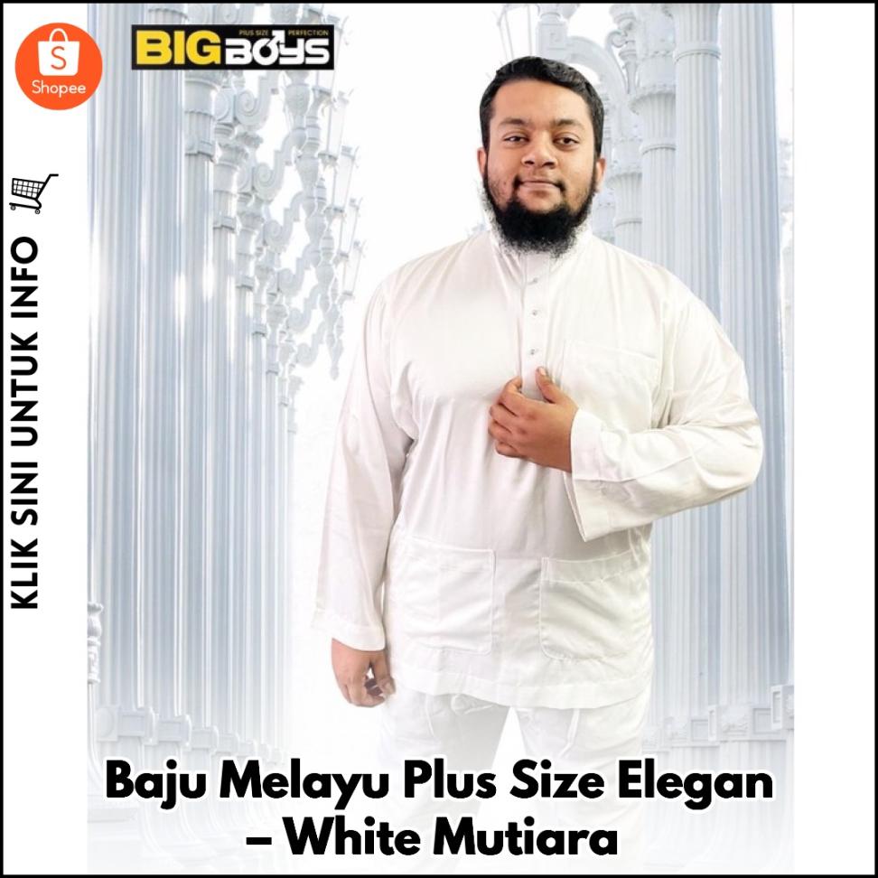 Baju Melayu Plus Size Elegan – White Mutiara