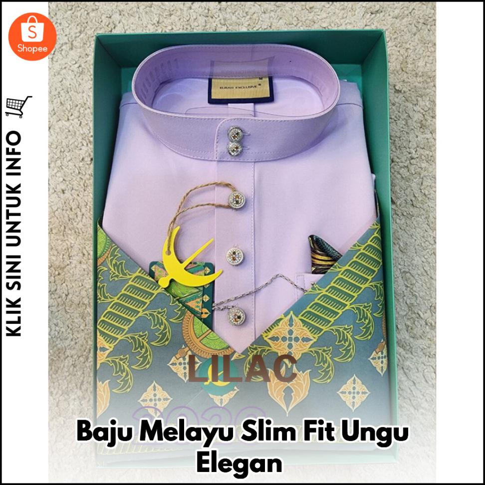 Baju Melayu Slim Fit Warna Lilac yang Eksklusif