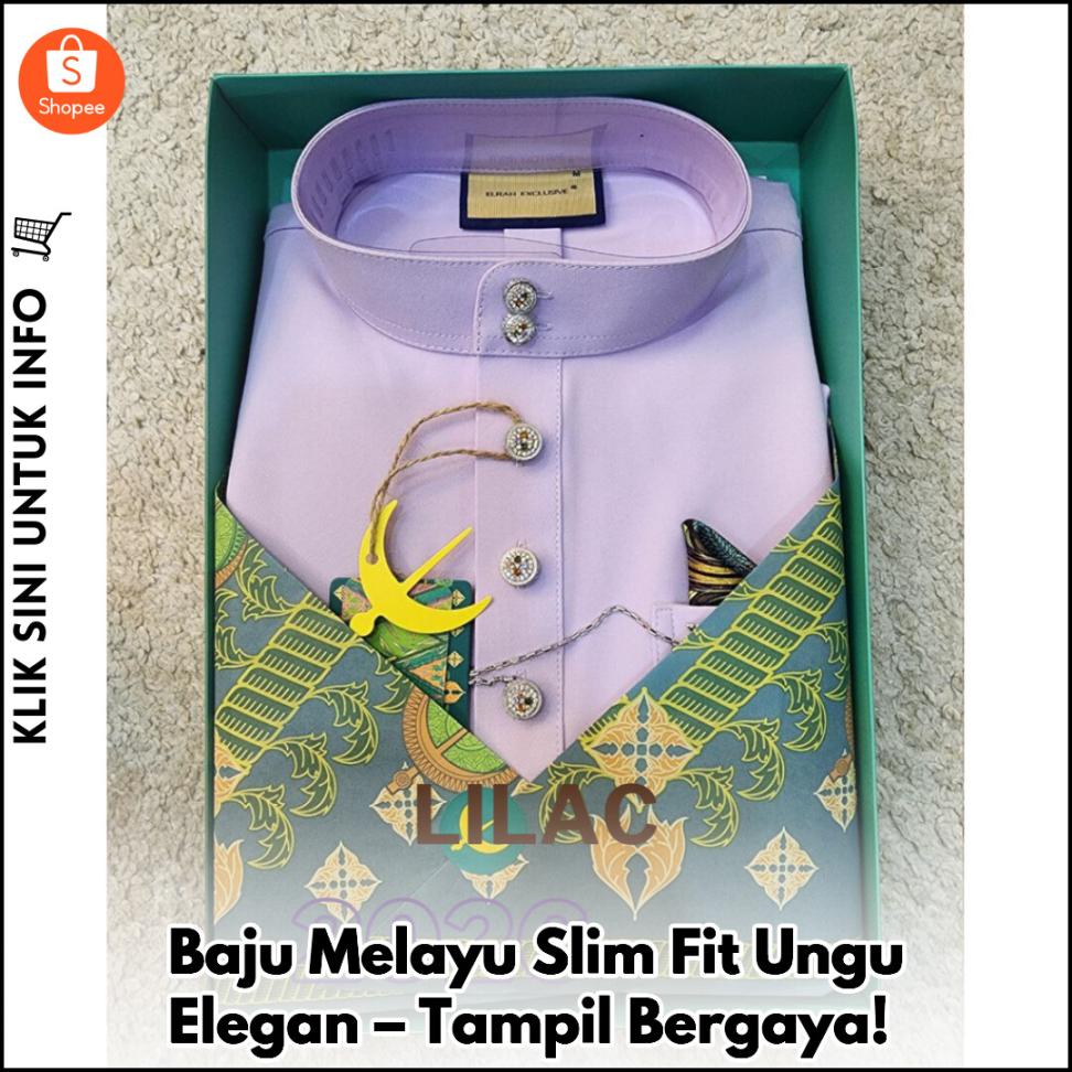 Baju Melayu Slim Fit Ungu Elegan – Tampil Bergaya!