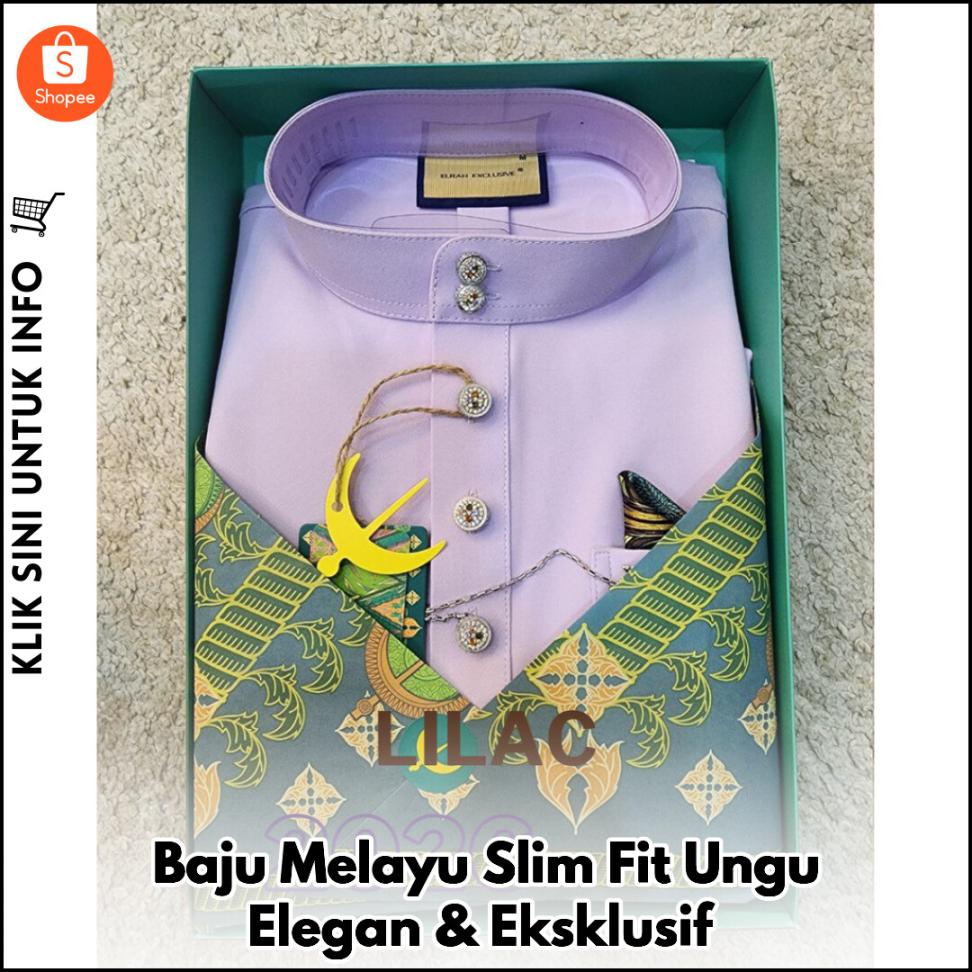 Baju Melayu Slim Fit Ungu Elegan & Eksklusif