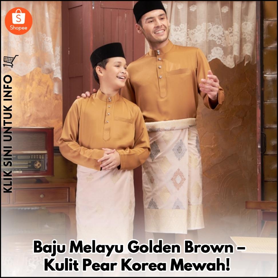 Baju Melayu Golden Brown – Kulit Pear Korea Mewah!