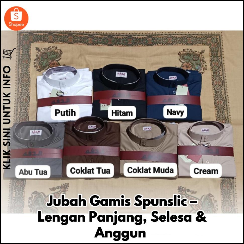Jubah Gamis Spunslic: Lengan Panjang, Selesa!