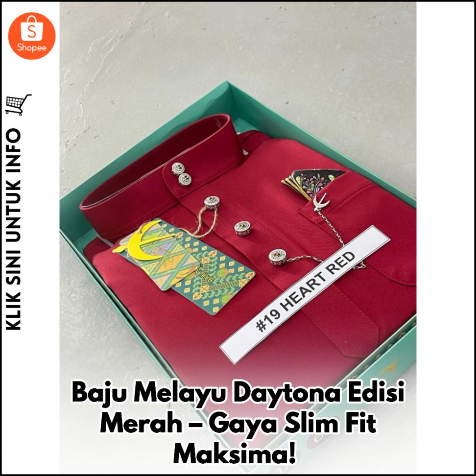 Baju Melayu Daytona Edisi Merah – Gaya Slim Fit Maksima!