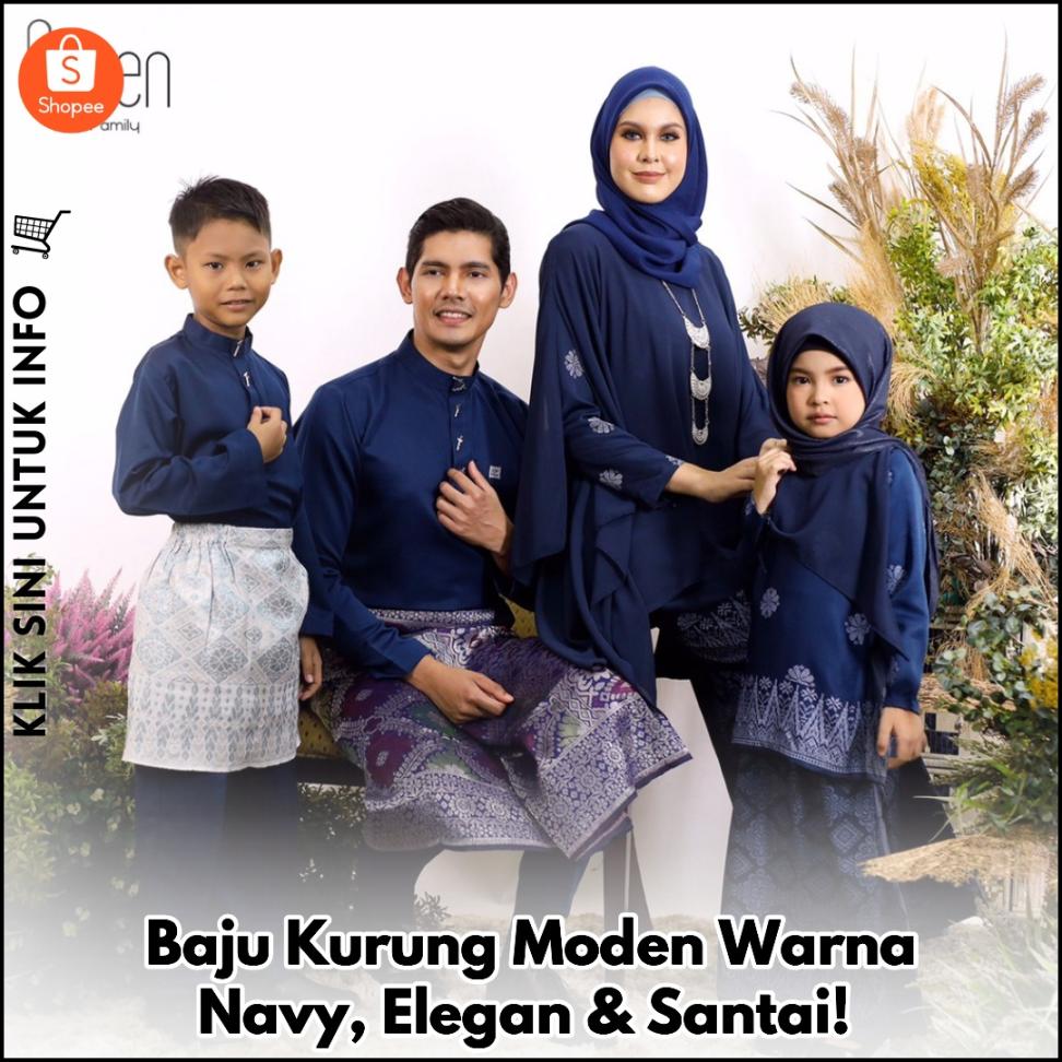 Baju Kurung Moden Warna Navy, Elegan & Santai!
