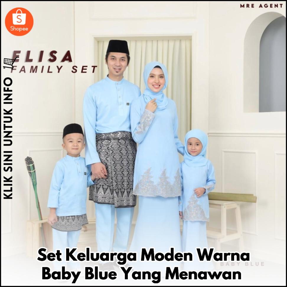 Set Keluarga Moden Warna Baby Blue Yang Menawan