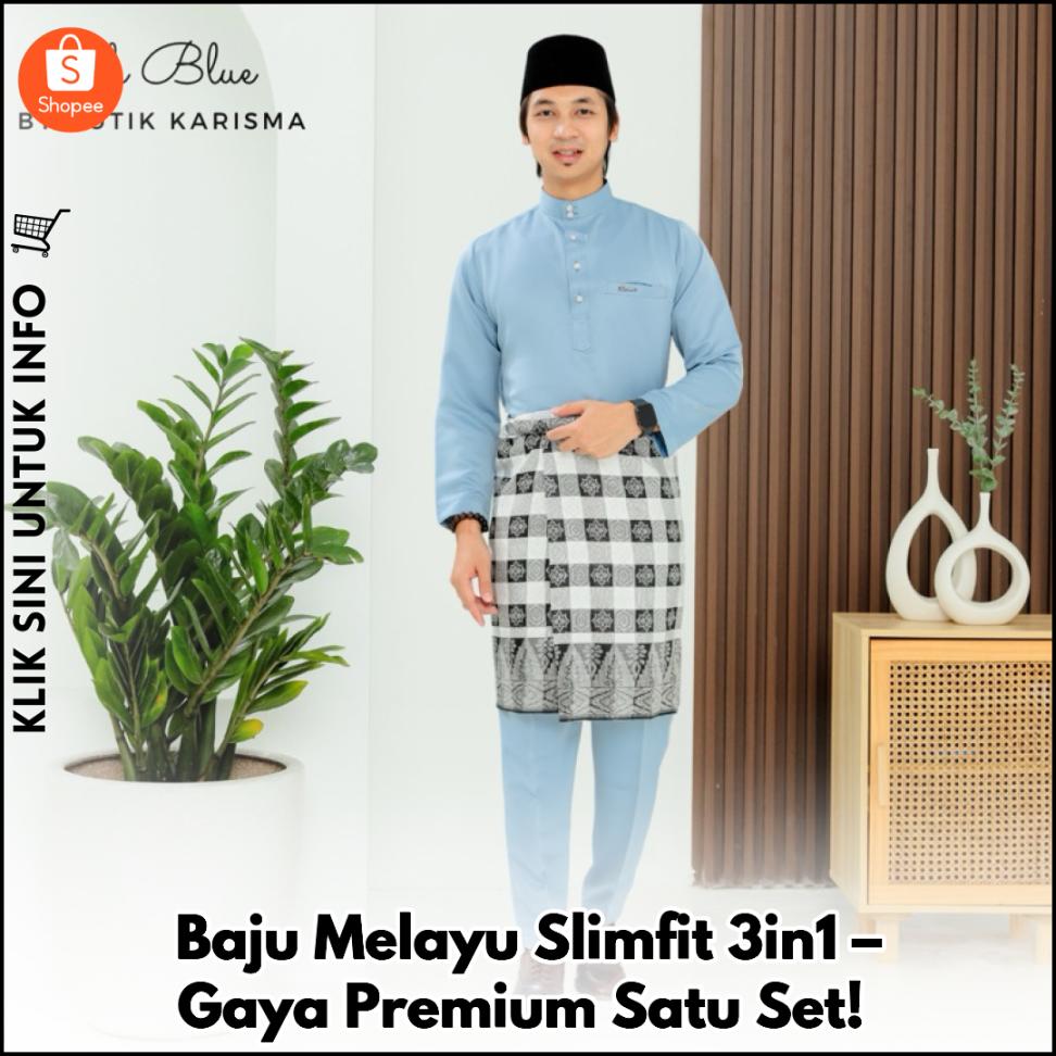Baju Melayu Slimfit 3in1 – Gaya Premium Satu Set!