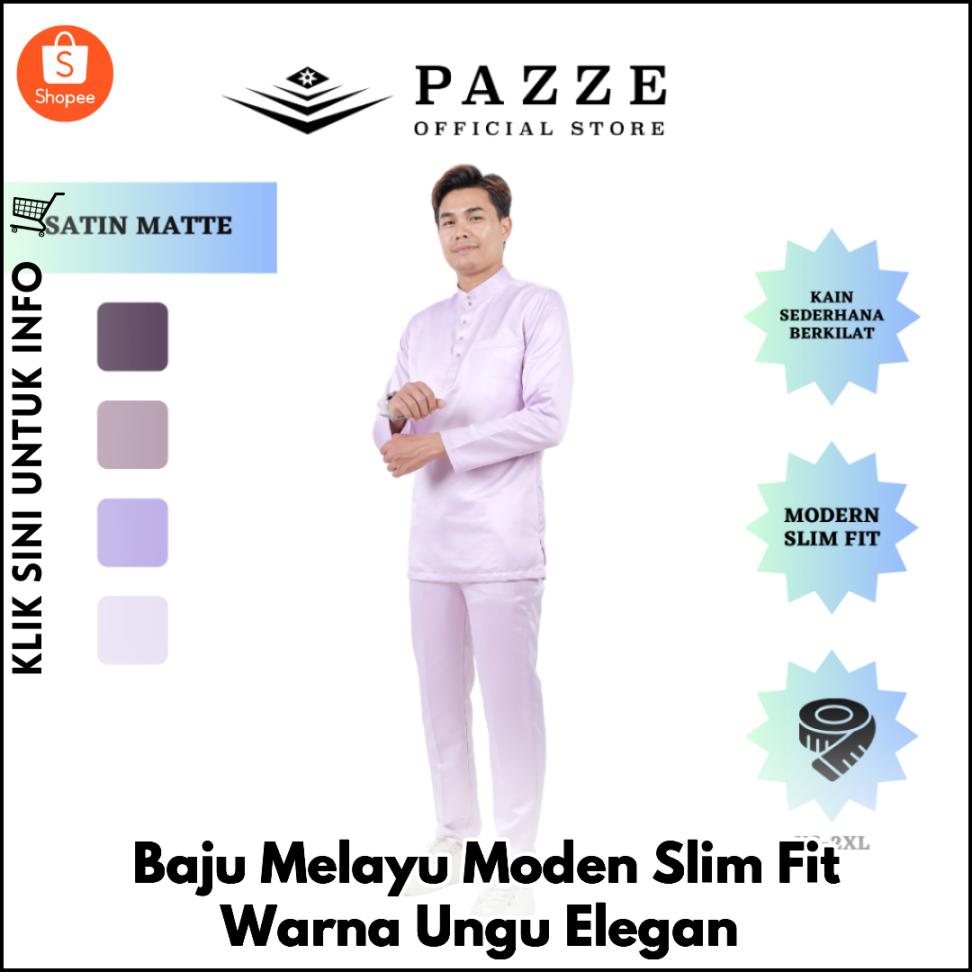 Baju Melayu Moden Slim Fit Warna Ungu Elegan