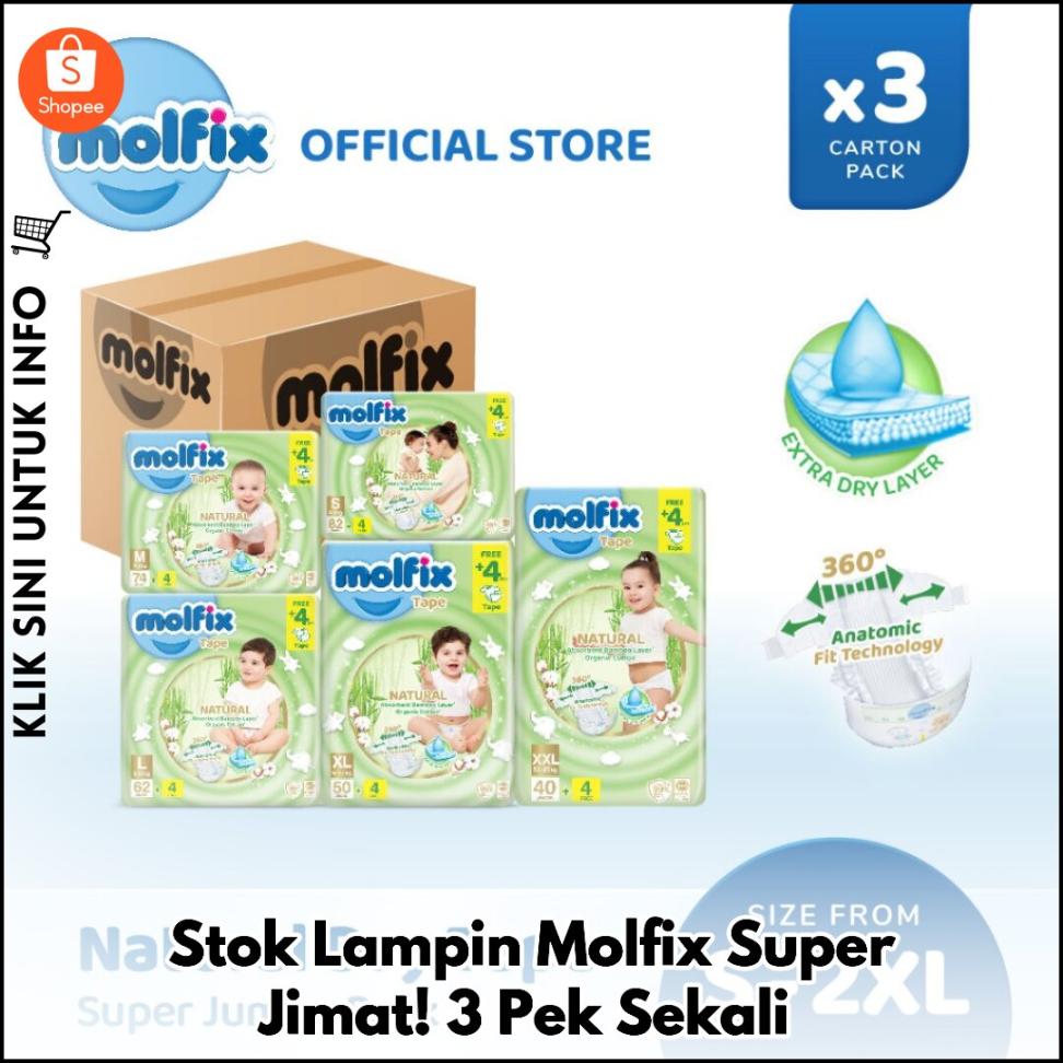Stok Lampin Molfix Super Jimat! 3 Pek Sekali