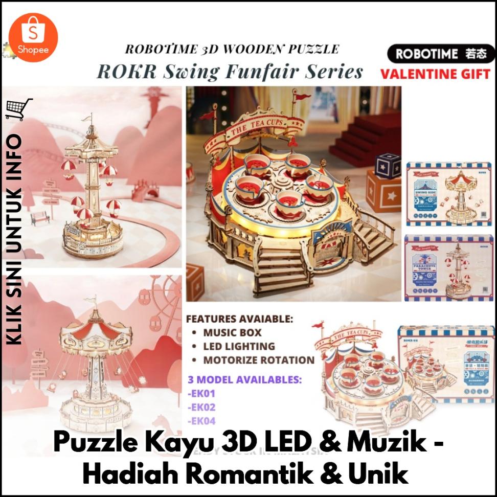 Puzzle Kayu 3D LED & Muzik - Hadiah Romantik & Unik