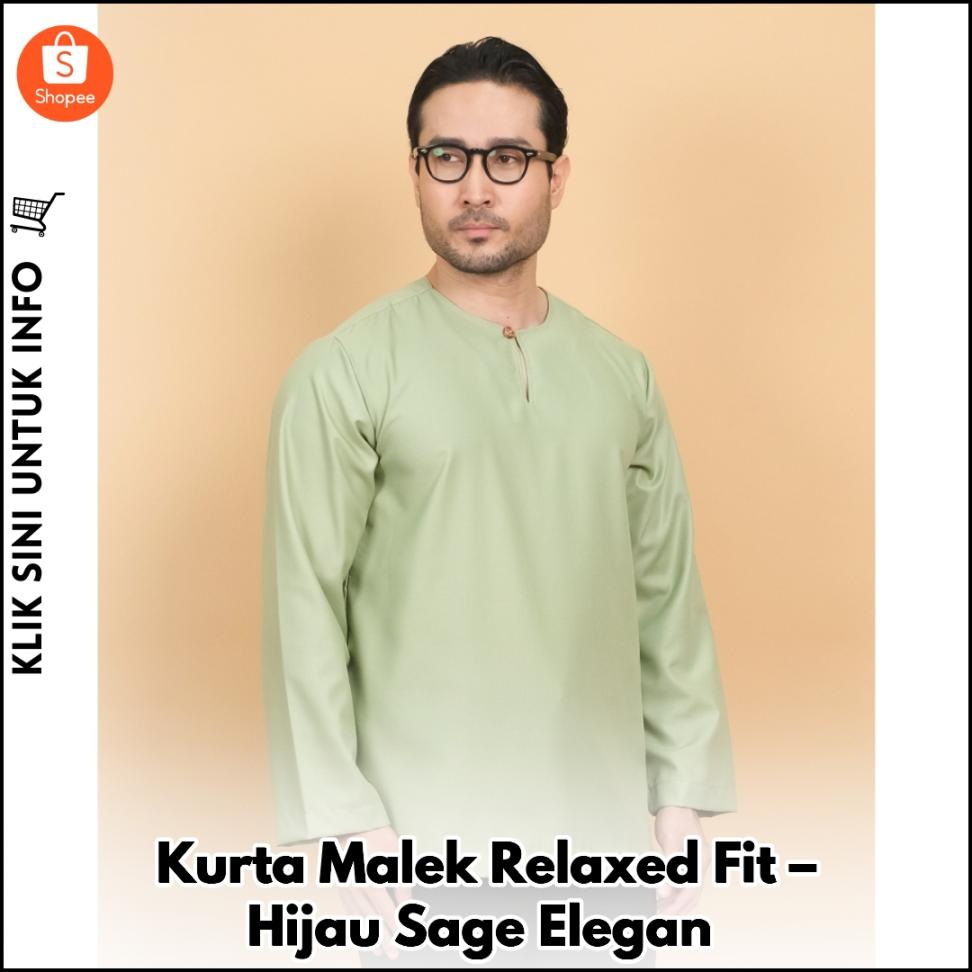 Kurta Malek Relaxed Fit – Hijau Sage Elegan