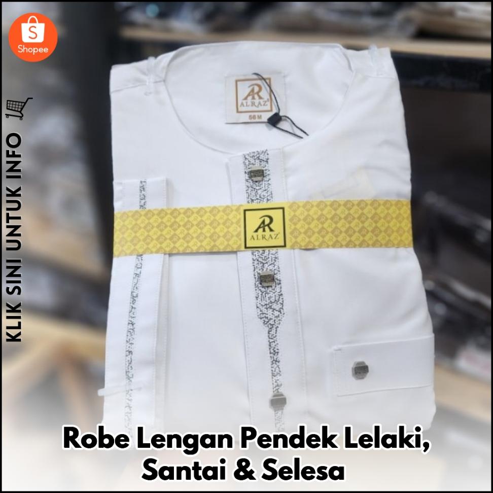Robe Lengan Pendek Lelaki, Santai & Selesa