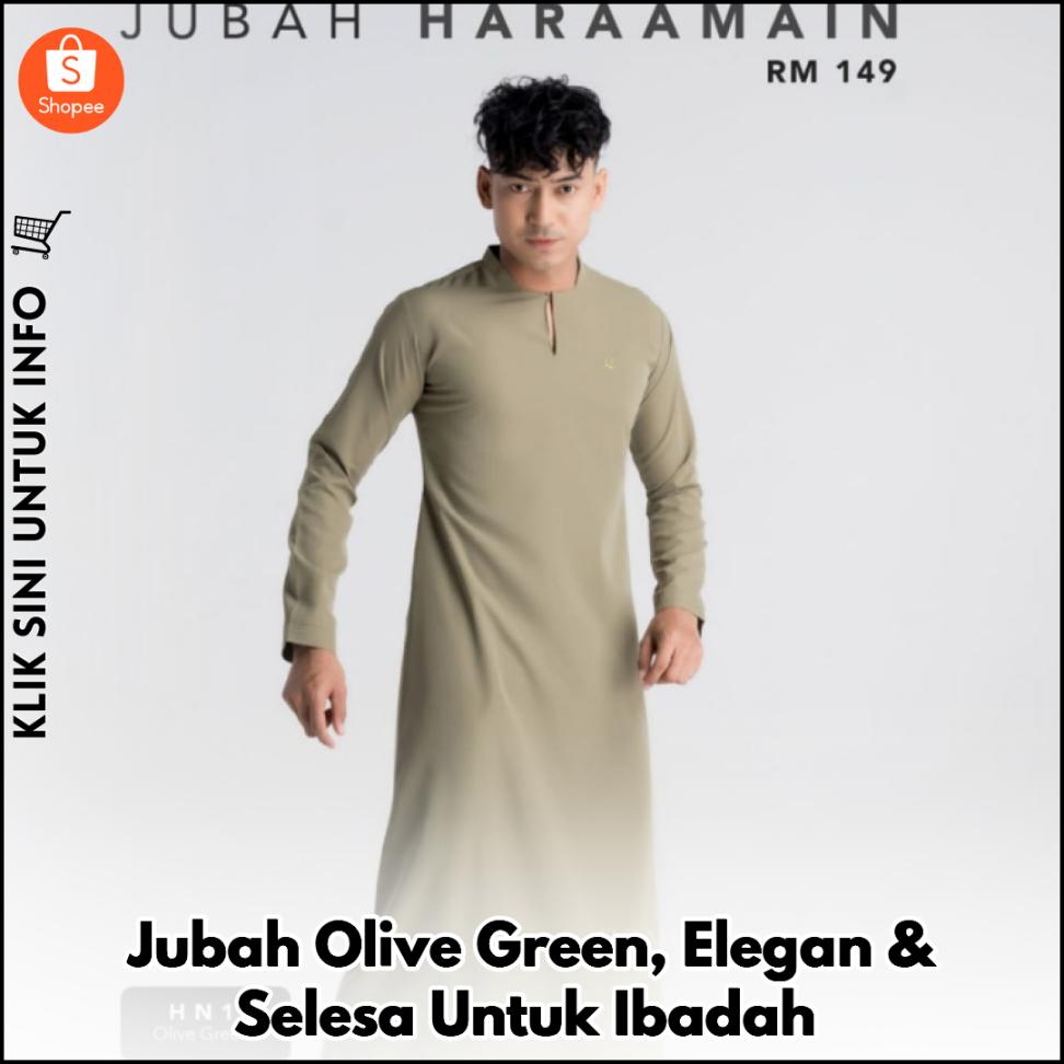 Jubah Olive Green, Elegan & Selesa Untuk Ibadah