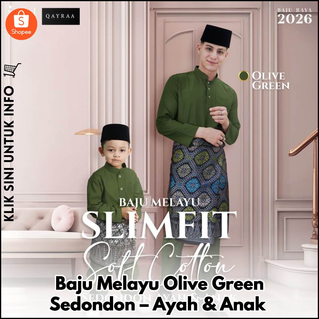 Baju Melayu Olive Green Sedondon – Ayah & Anak