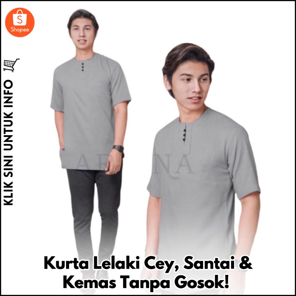 Kurta Lelaki Cey, Santai & Kemas Tanpa Gosok!