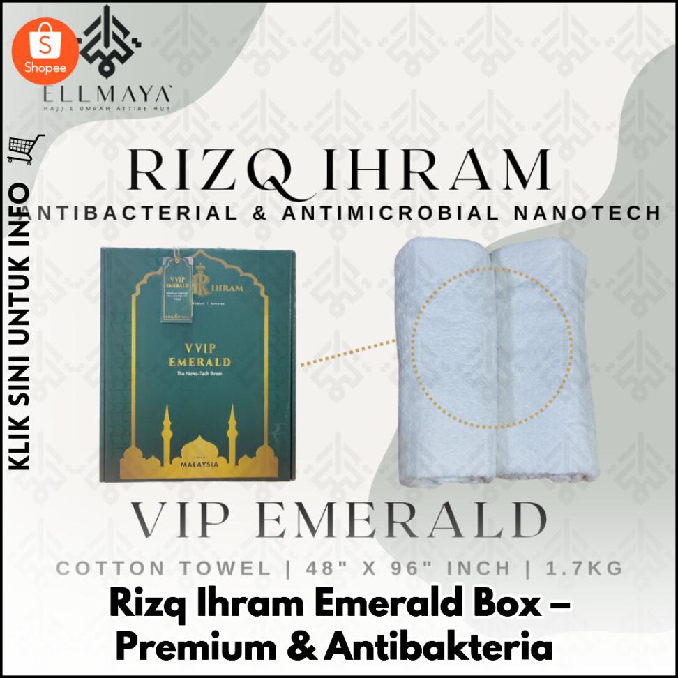 Rizq Ihram Emerald – Kapas Tulen Mewah & Antibakteria