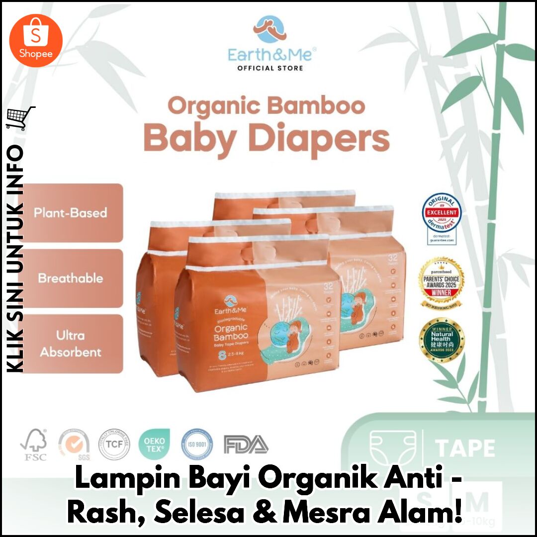 Lampin Bayi Organik Anti-Rash, Selesa & Mesra Alam!