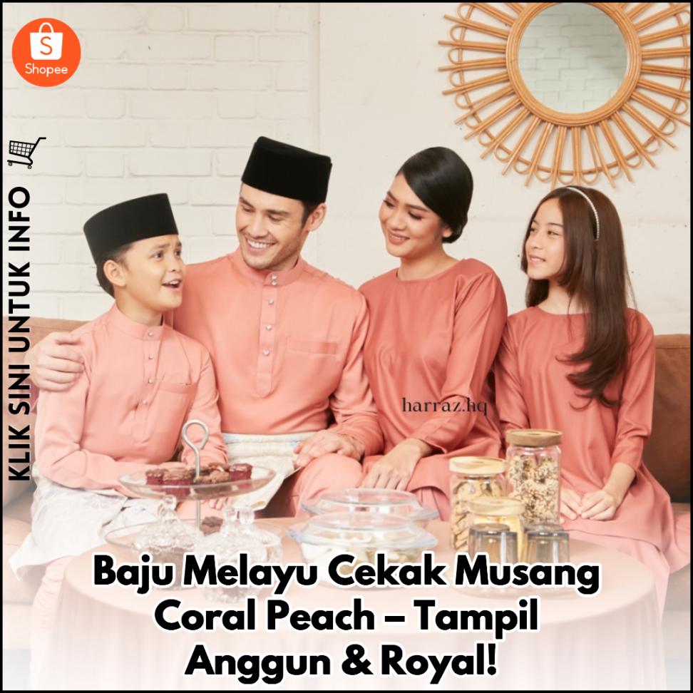 Baju Melayu Cekak Musang Coral Peach – Gaya Raja
