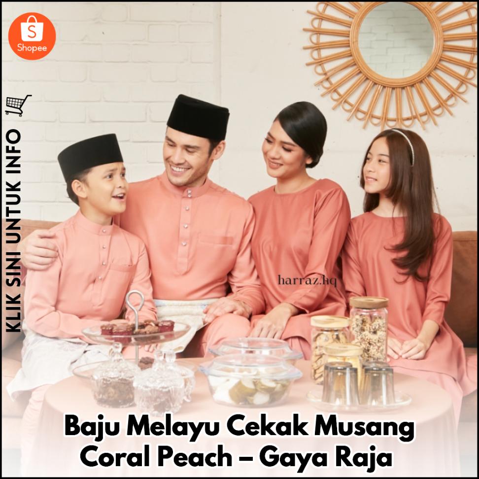 Baju Melayu Cekak Musang Coral Peach – Gaya Raja