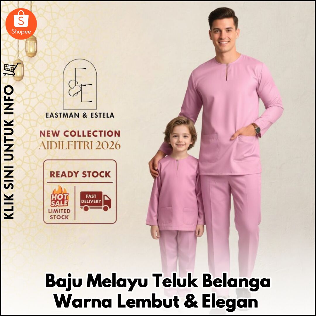 Baju Melayu Teluk Belanga Warna Lembut & Elegan