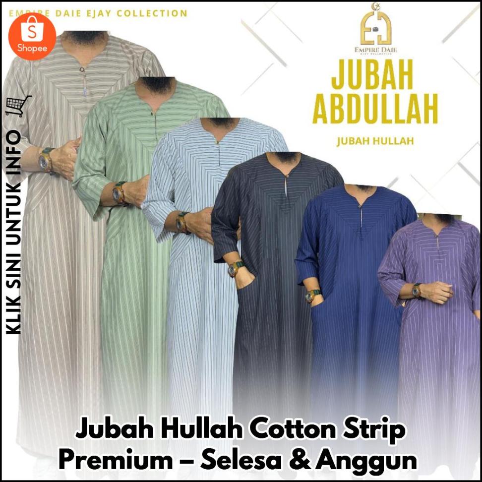 Jubah Hullah Cotton Strip Premium – Selesa & Anggun