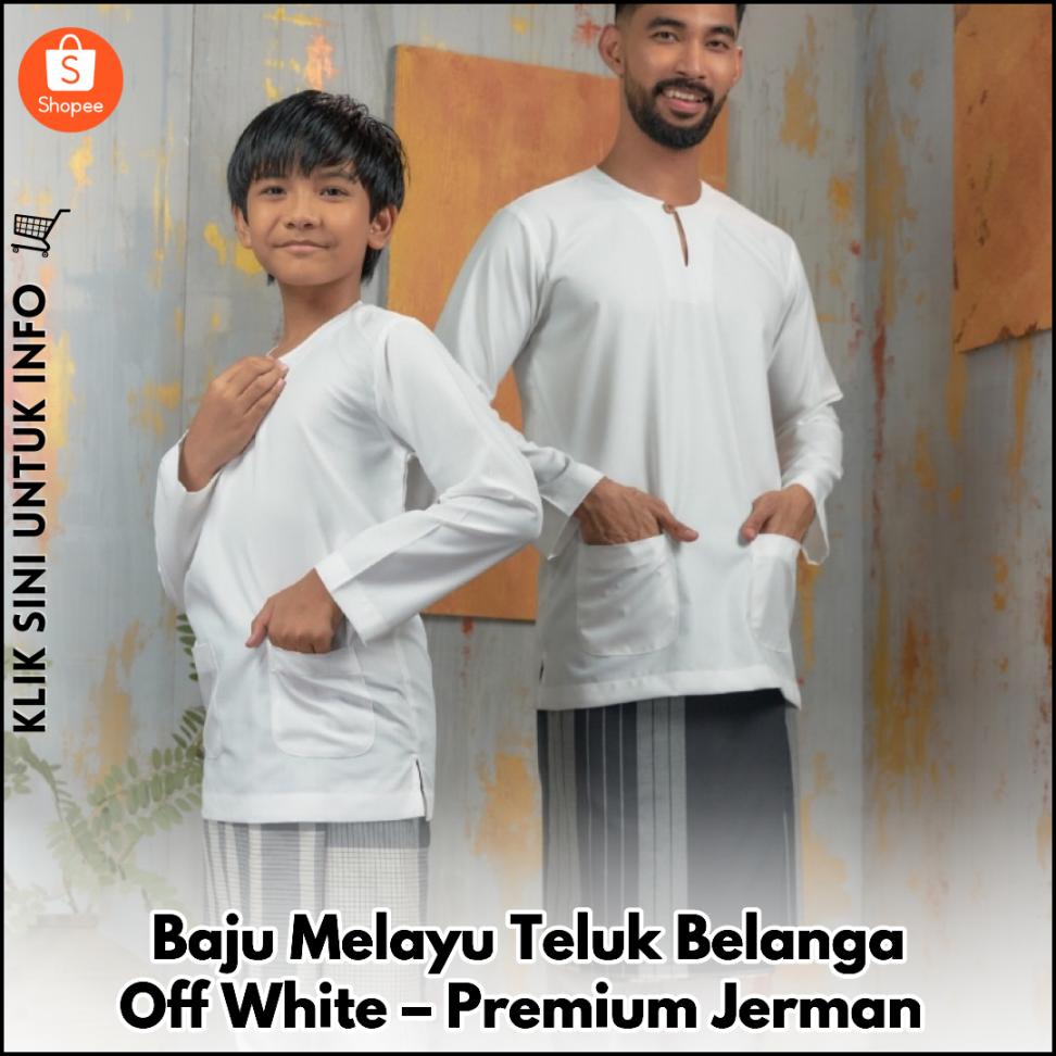 Baju Melayu Teluk Belanga Off White – Premium Jerman