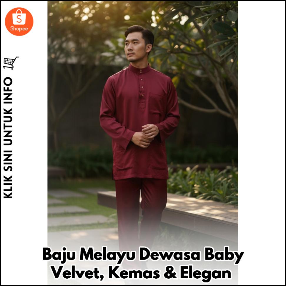 Baju Melayu Dewasa Baby Velvet, Kemas & Elegan