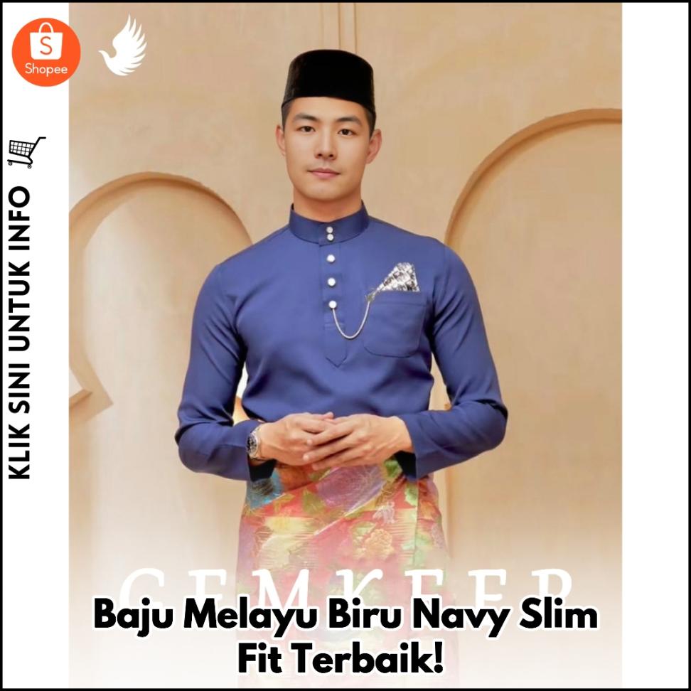 Baju Melayu Biru Navy Slim Fit Terbaik!