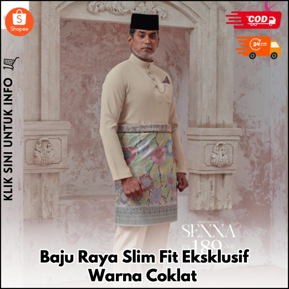 Baju Raya Slim Fit Eksklusif Warna Coklat