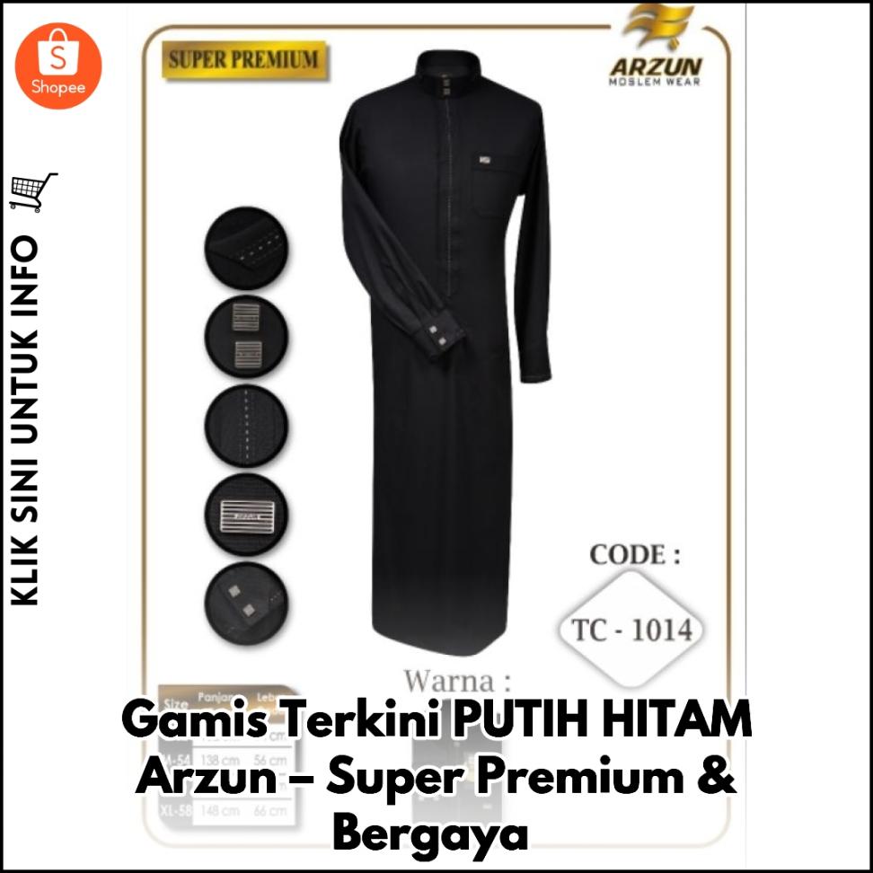 Gamis Terkini PUTIH HITAM Arzun – Super Premium & Bergaya