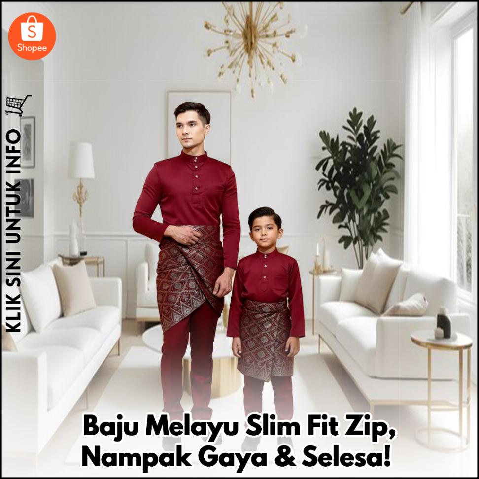 Baju Melayu Slim Fit Zip, Nampak Gaya & Selesa!