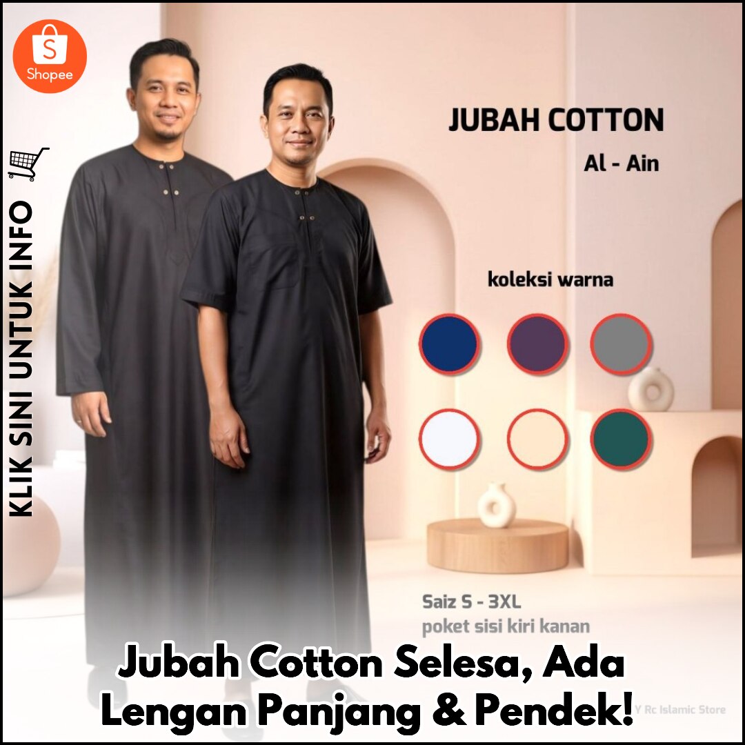 Jubah Cotton Selesa, Ada Lengan Panjang & Pendek!