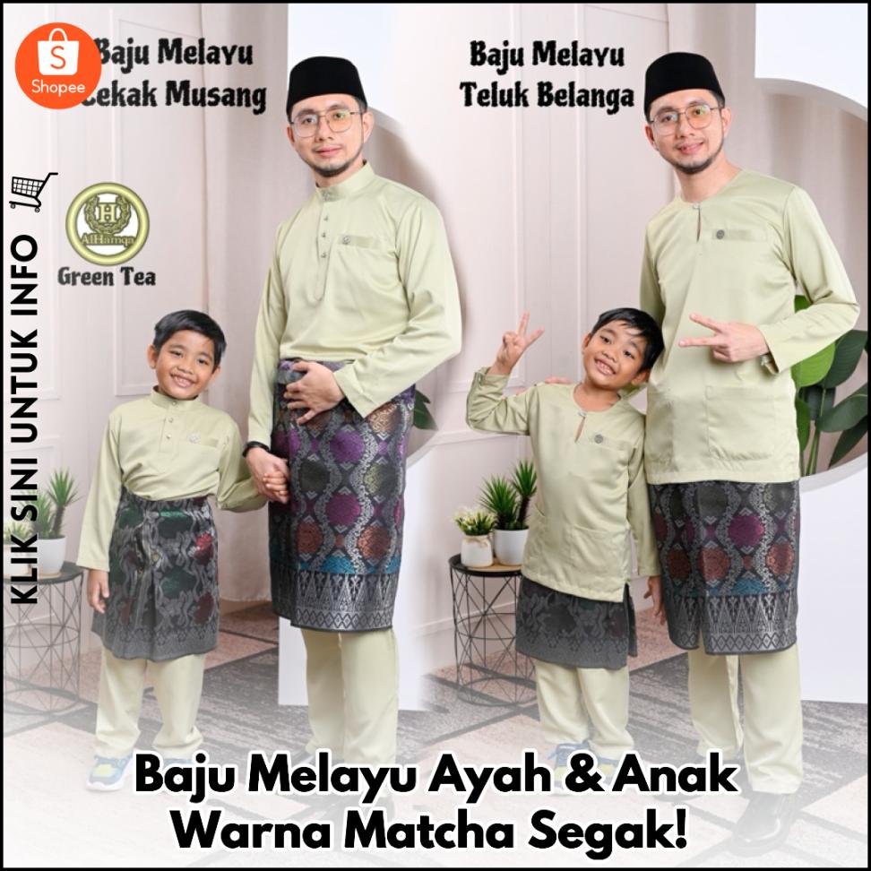 Baju Melayu Ayah & Anak Warna Matcha Segak!