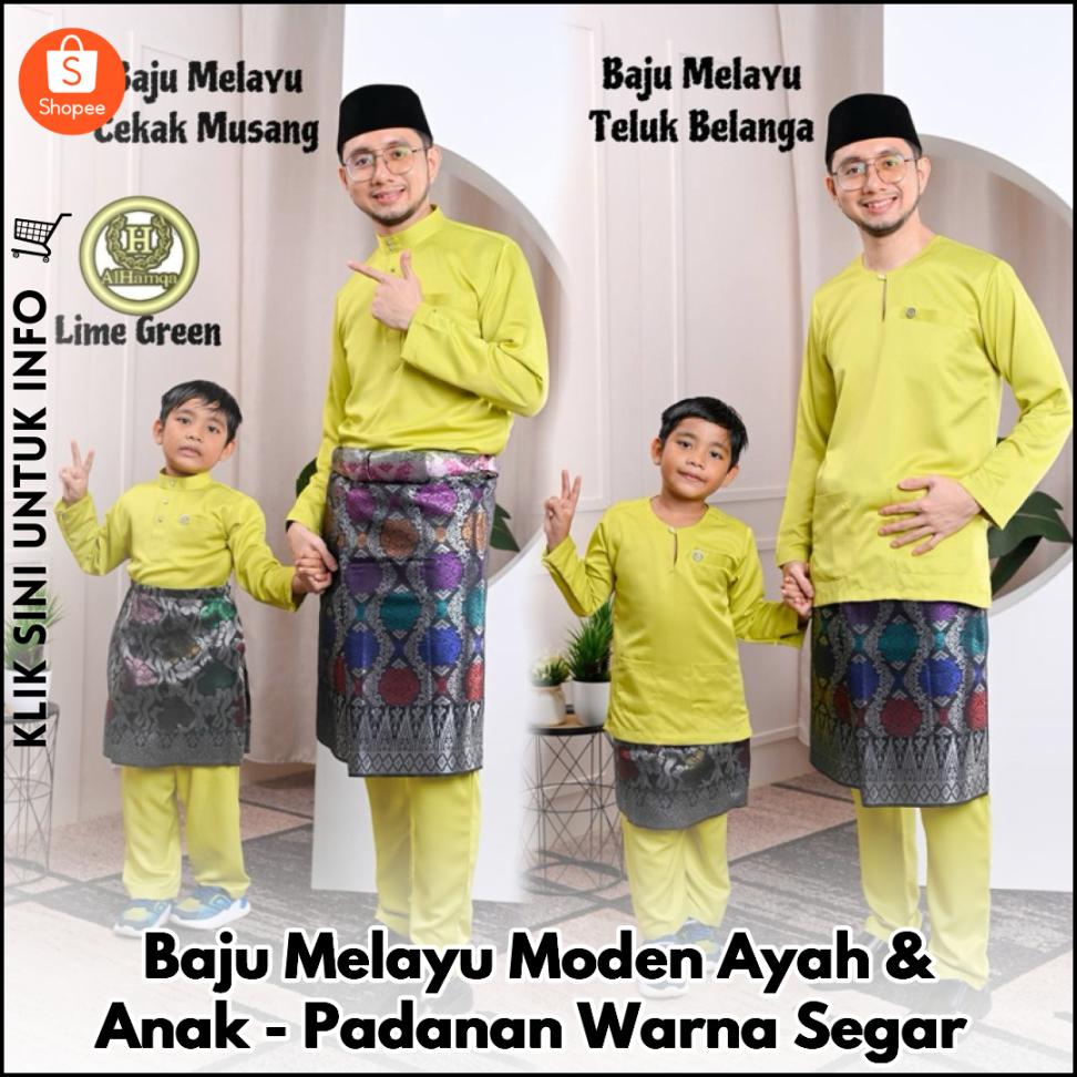 Baju Melayu Moden Ayah & Anak - Padanan Warna Segar
