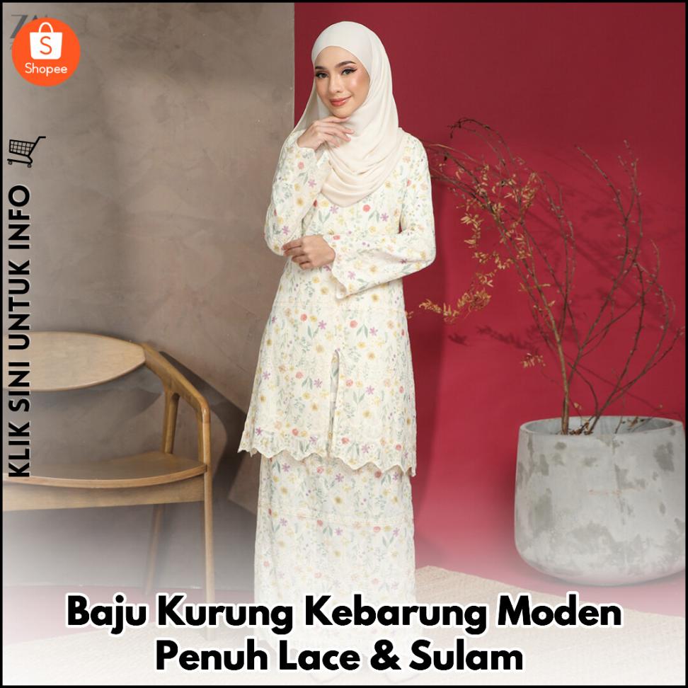 Baju Kurung Kebarung Moden Penuh Lace & Sulam