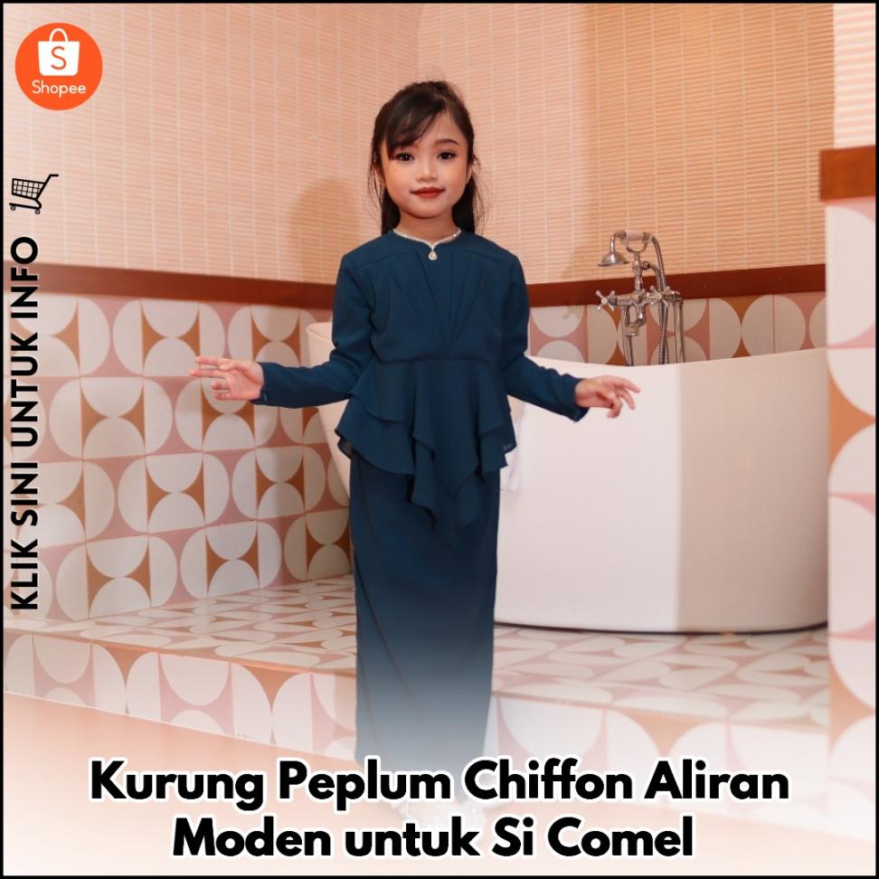 Kurung Peplum Chiffon Aliran Moden untuk Si Comel