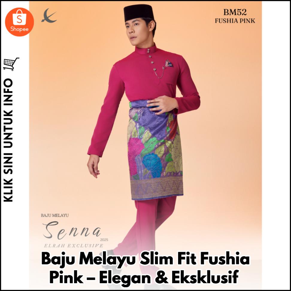 Baju Melayu Slim Fit Fushia Pink – Elegan & Eksklusif