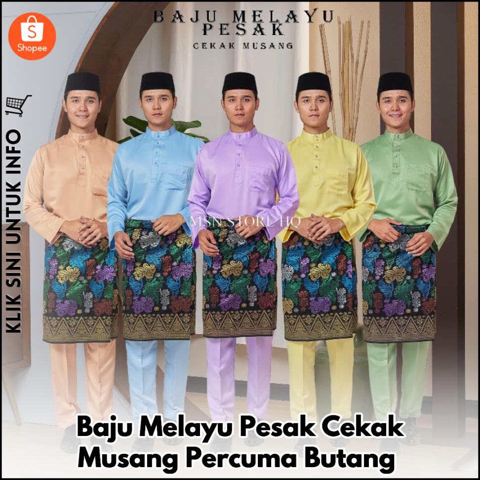 Baju Melayu Pesak Cekak Musang Percuma Butang
