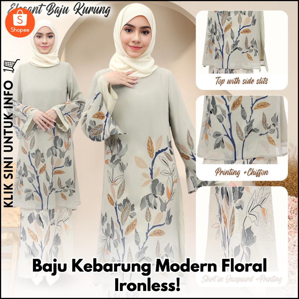 Baju Kebarung Modern Floral Ironless!