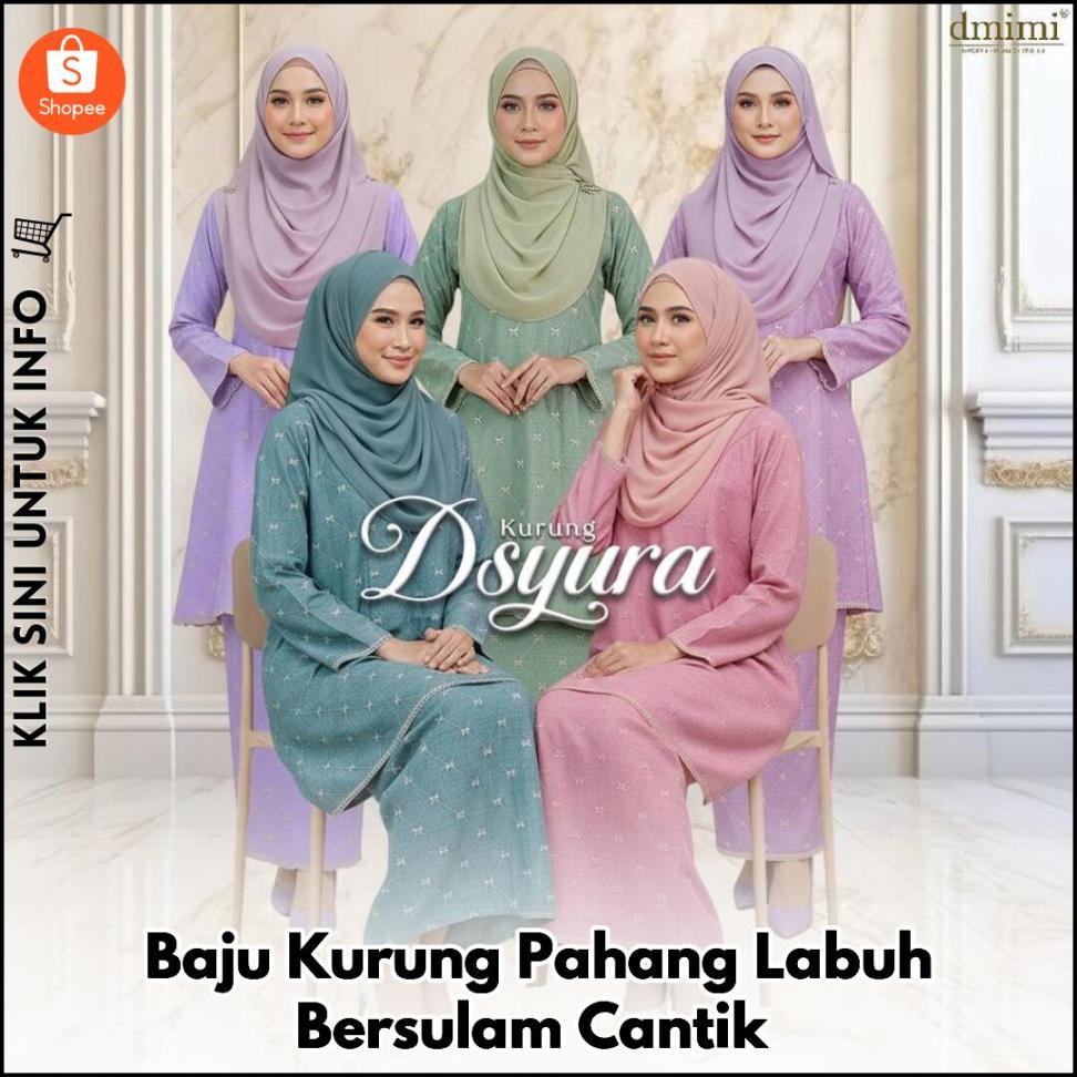 Baju Kurung Pahang Labuh Bersulam Cantik