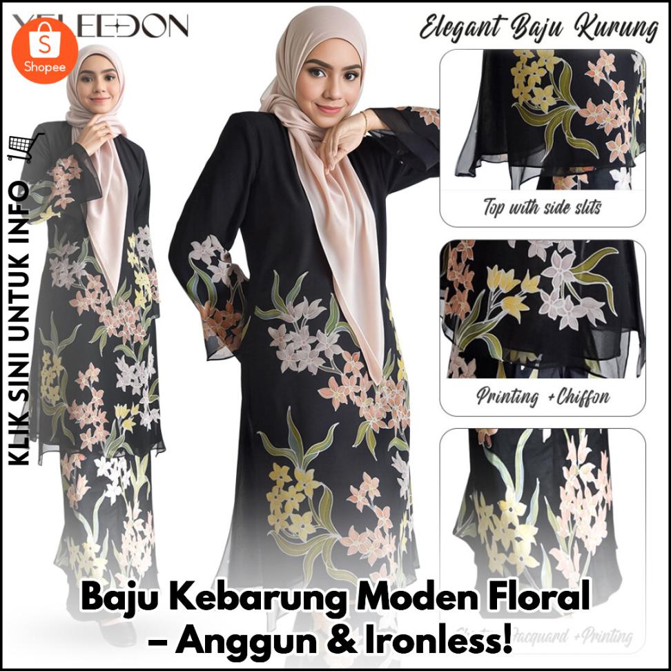 Baju Kebarung Moden Floral – Anggun & Ironless!
