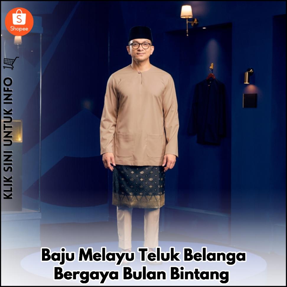 Baju Melayu Teluk Belanga Bergaya Bulan Bintang