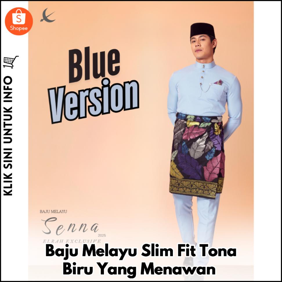 ELRAH Exclusive: Baju Melayu Slim Fit Biru Memikat