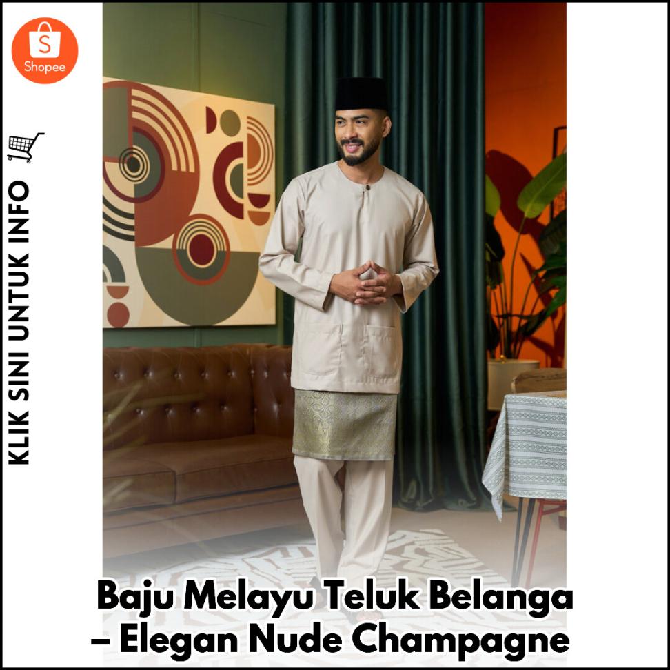 Baju Melayu Teluk Belanga – Elegan Nude Champagne