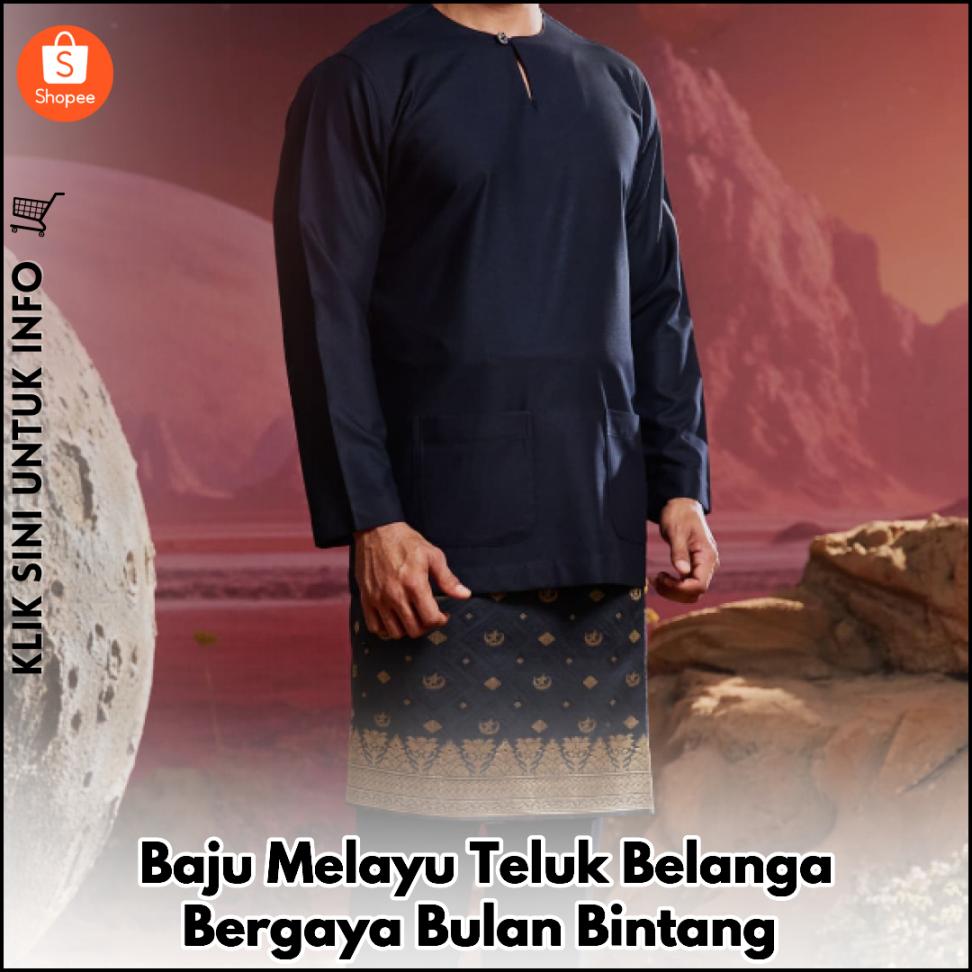 Baju Melayu Teluk Belanga Bergaya Bulan Bintang
