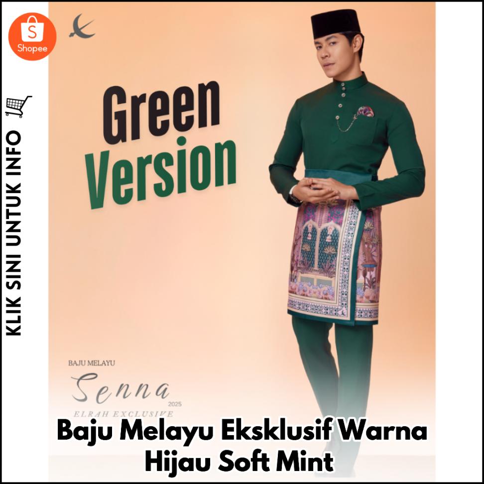 Baju Melayu Eksklusif Warna Hijau Soft Mint