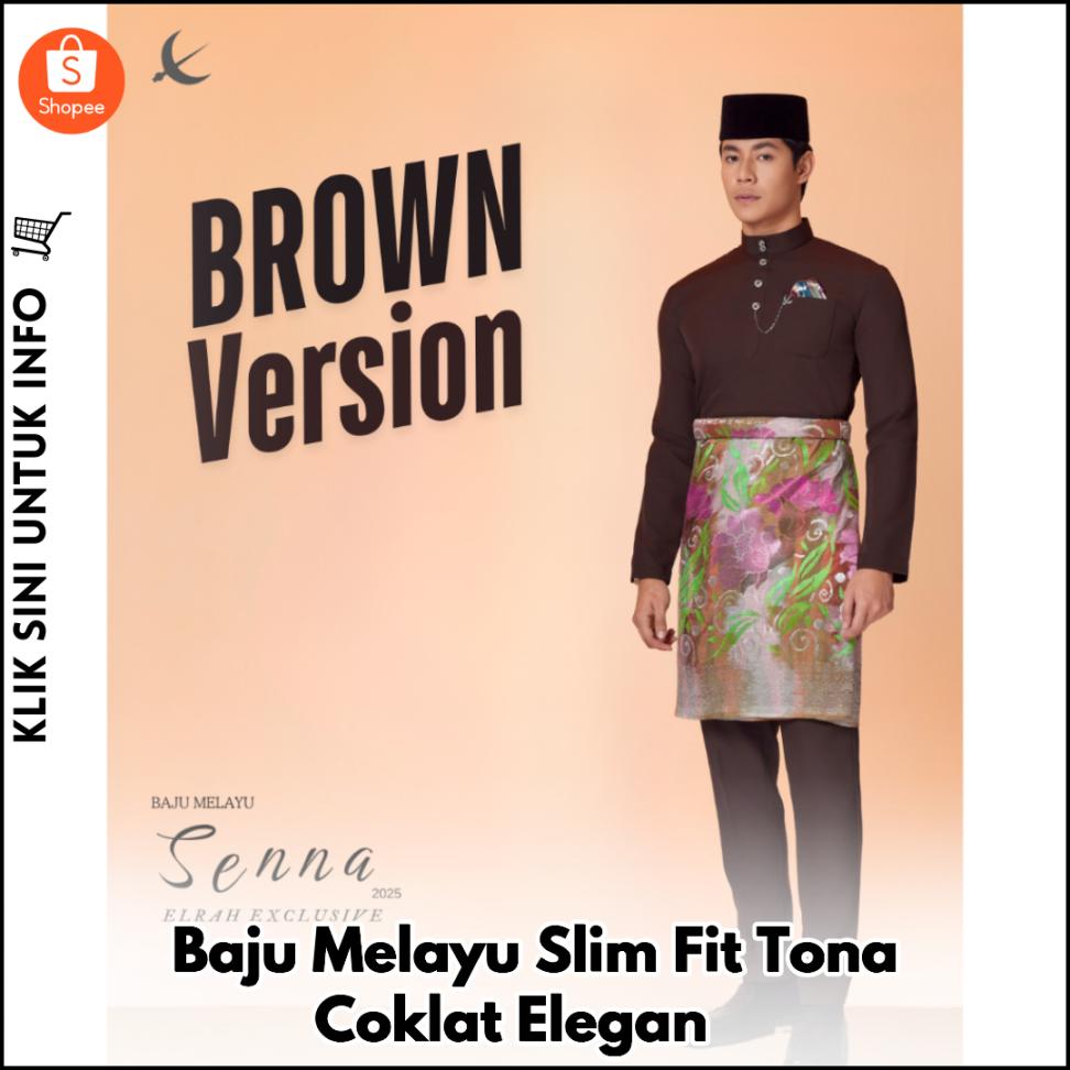 Baju Melayu Slim Fit Tona Coklat Elegan ?