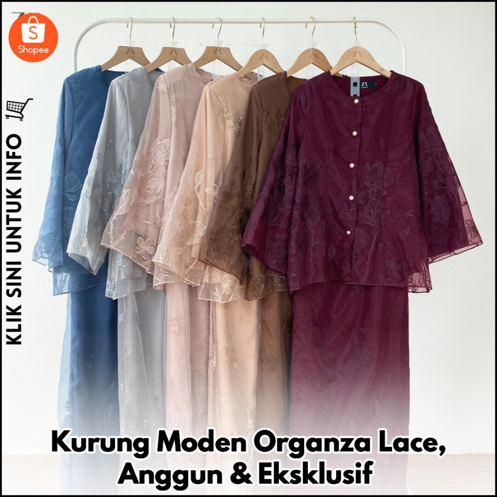Kurung Moden Organza Lace, Anggun & Eksklusif