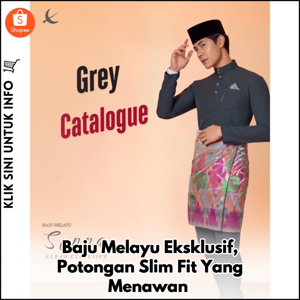 Baju Melayu Slim Fit Eksklusif Warna Kelabu
