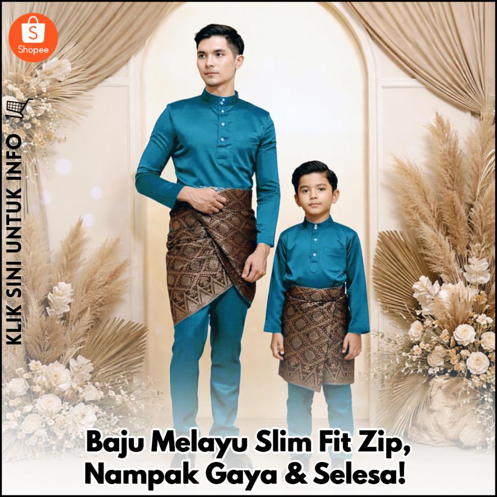 Baju Melayu Slim Fit Zip, Nampak Gaya & Selesa!
