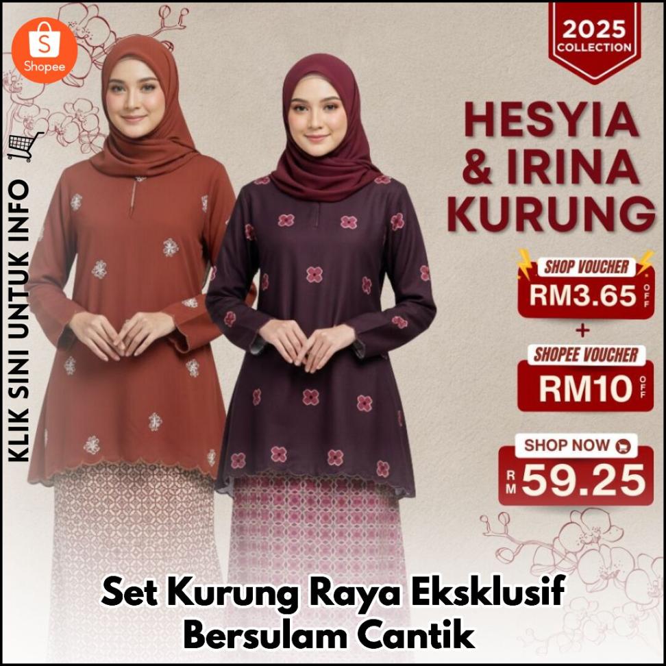 Set Kurung Raya Eksklusif Bersulam Cantik